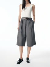 Women's Pleated Wide-Leg Tailored Bermuda Shorts